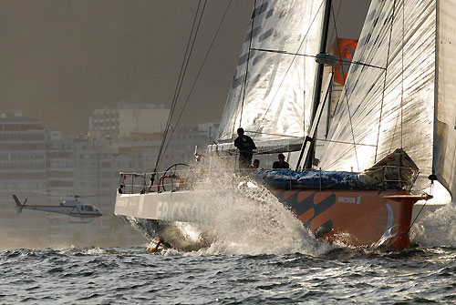 Ericsson 4, skippered by Torben Grael (BRA) at the start of leg 6 of the Volvo Ocean Race, from Rio de Janeiro to Boston. Photo copyright Rick Tomlinson / Volvo Ocean Race.