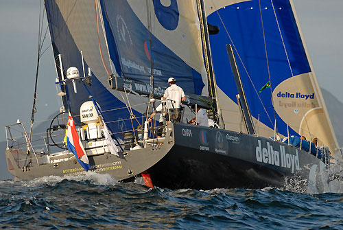 Delta Lloyd, skippered by Roberto Bermudez (ESP) at the start of leg 6 of the Volvo Ocean Race, from Rio de Janeiro to Boston. Photo copyright Rick Tomlinson / Volvo Ocean Race.