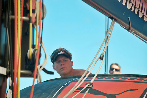 Casey Smith, onboard PUMA Ocean Racing, on leg 6 of the Volvo Ocean Race, from Rio de Janeiro to Boston. Photo copyright Rick Deppe / PUMA Ocean Racing / Volvo Ocean Race.