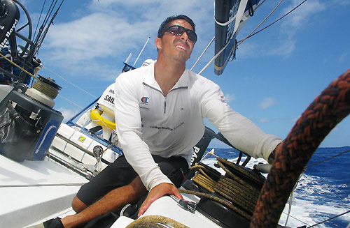 Andre Fonseca, onboard Delta Lloyd, on leg 6 of the Volvo Ocean Race, from Rio de Janeiro to Boston. Photo copyright Sander Pluijm / Team Delta Lloyd / Volvo Ocean Race.