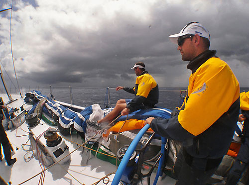 Telefonica Blue, skippered by Bouwe Bekking (NED) were first through the scoring gate of Fernando de Noronha at 19:58:56 GMT 16/04/09, securing 4 points, on of leg 6 of the Volvo Ocean Race, from Rio de Janeiro to Boston. Photo copyright Gabriele Olivo / Telefonica Blue / Volvo Ocean Race.