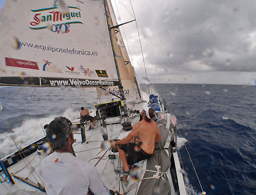 Telefonica Black's Watch Captain Jaime Arbones, reaching on leg 6 of the Volvo Ocean Race, from Rio de Janeiro to Boston. Photo copyright Anton Paz / Telefonica Black / Volvo Ocean Race.