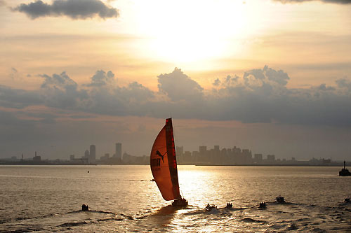 PUMA Ocean Racing, skippered by Ken Read (USA) finish fourth on leg 6 of the Volvo Ocean Race, from Rio de Janeiro to Boston, crossing the finish line at 23:12:42 GMT 26-04-2009. Photo copyright Rick Tomlinson / Volvo Ocean Race.