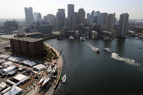 The Volvo Ocean Race yachts were hauled out of the water for maintenance and repairs at Boston's Fan Pier at the end of Leg 6 of the Volvo Ocean Race 2008-09. Photo copyright Dave Kneale / Volvo Ocean Race.