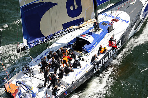 Delta Lloyd in the Boston pro-am race at Fan Pier. Photo copyright Rick Tomlinson / Volvo Ocean Race.