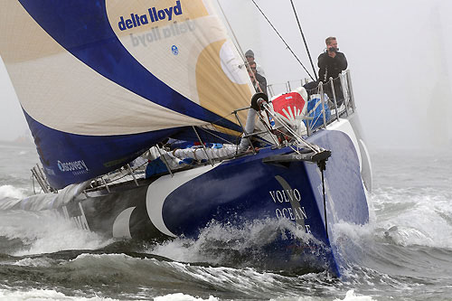 Delta Lloyd, skippered by Roberto Bermudez (ESP) at the start of leg 7 from Boston to Galway. Photo copyright Dave Kneale / Volvo Ocean Race.