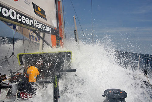 Rough weather in the North Atlantic, onboard Telefonica Black, on leg 7 from Boston to Galway. Photo copyright Anton Paz / Telefonica Black / Volvo Ocean Race.
