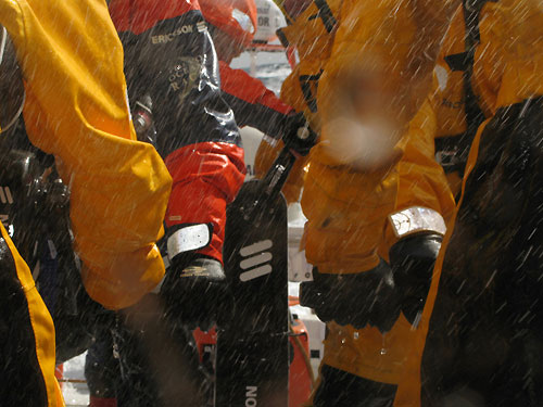 Grinding onboard Ericsson 4, on leg 7 from Boston to Galway. Photo copyright Guy Salter / Ericsson 4 / Volvo Ocean Race.