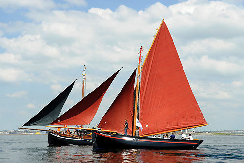 Eight Olympic medals in a Galway Hooker, Torben Grael, (5) Ian Walker (2) Fernando Echavarri (1), all sailing the Gallway Hooker 'America Mor', built 1848 and owned by Dermot Flaherty of Galway. Photo copyright Rick Tomlinson / Volvo Ocean Race.