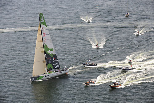 hometown favourites Green Dragon, skippered by Ian Walker (GBR) during the Pro Am Race in Galway Ireland. Photo copyright Rick Tomlinson / Volvo Ocean Race.
