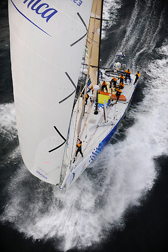 Telefonica Blue surfing at 30 knots off the Blasket Islands West of Ireland, shortly after the start of leg 8 from Galway to Marstrand. Photo copyright Rick Tomlinson / Volvo Ocean Race.