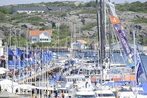 Crowds gatther to see the fleet prior to the start of leg 9 from Marstrand to Stockholm. Photo copyright Rick Tomlinson / Volvo Ocean Race.