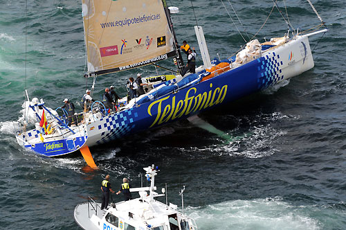 Telefonica Blue run aground the start of leg 9 from Marstrand to Stockholm. Photo copyright Dave Kneale / Volvo Ocean Race.