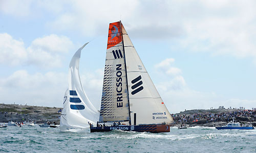 Ericsson 4, skippered by Torben Grael (BRA) at the start of leg 9 from Marstrand to Stockholm. Photo copyright Rick Tomlinson / Volvo Ocean Race.