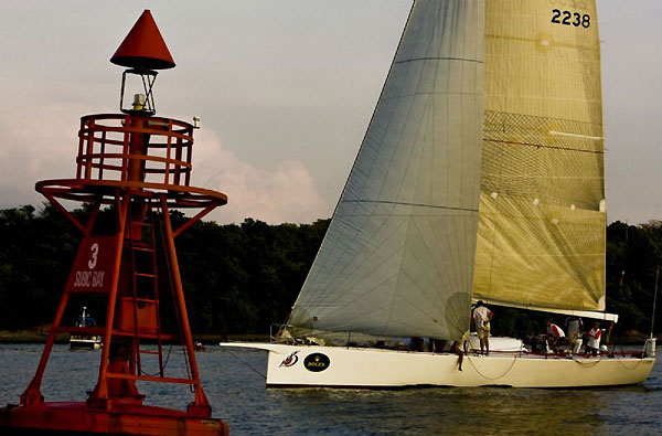 Skipper Sam Chan's TP52, Ffreefire from Hong Kong in Subic Bay at the end of the Rolex China Sea Race 2008. Photo copyright ROLEX and Carlo Borlenghi.
