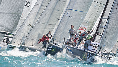 Alessandro Barnaba's Fiamma (ITA) in front of the fleet preparing to hoist the spinnaker. Photo copyright ROLEX Kurt Arrigo.