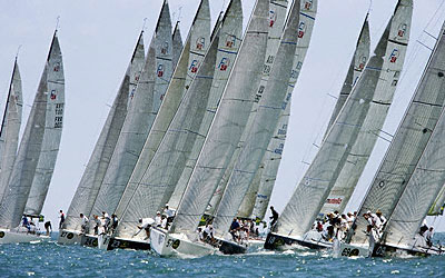 The Farr 40 fleet at the starting line. Photo copyright ROLEX Kurt Arrigo.