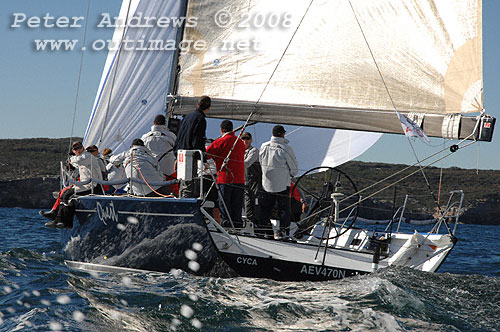 Bob Steel’s TP52 Quest after the start of the 2008 Sydney to Gold Coast Yach Race, will also be racing in the SOLAS Big Boat Challenge. Photo copyright Peter Andrews.