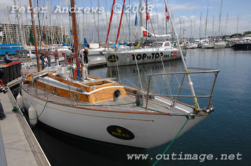 Ian Kiernan and Tiare Tomaszewski�s Tasman Seabird Sanyo Maris, alongside at the Cruising Yacht Club of Australia in November, at the launch of the Rolex Sydney Hobart Yacht Race 2008. Photo copyright Peter Andrews.