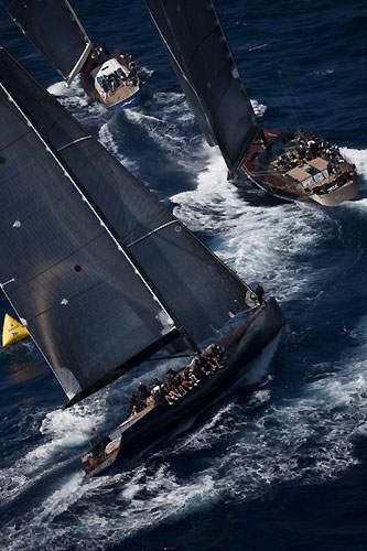Thomas Bscher's Open Season, Claus Peter Offen's Y3K and Lindsay Owen Jones' Magic Carpet 2, during the Maxi Yacht Rolex Cup 2009. Photo copyright Rolex - Carlo Borlenghi.