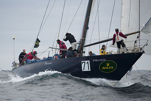 Alejandro Perez Calzada&rsquo;s Spanish entry Charisma, a 1970 Sparkman & Stephens at sea, during the Rolex Sydney Hobart Yacht Race 2009. Photo copyright Rolex, Kurt Arrigo.