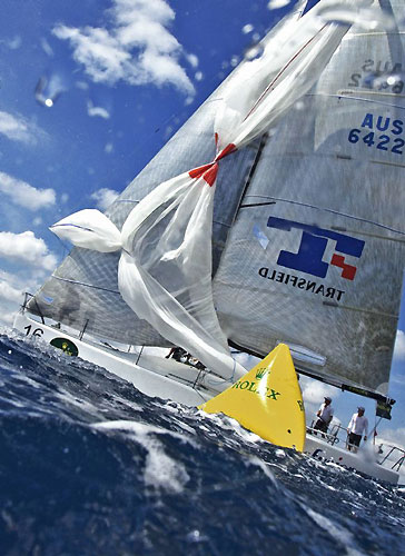 Guido Belgiorno-Nettis' Transfusion from underwater during day 3 of the Rolex Farr 40 Worlds 2010 in Casa de Campo. Photo copyright Daniel Forster, Rolex.