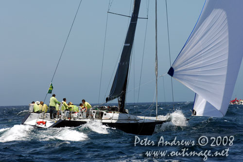 Graeme Wood&rsquo;s Judel Vrolijk designed 52 footer Wot Yot outside Sydney Heads after the start of the Rolex Sydney Hobart 2008. Photo Copyright Peter Andrews.