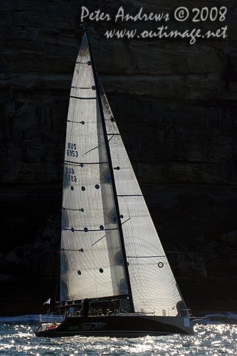 Graeme Wood&rsquo;s Judel Vrolijk designed 52 footer Wot Yot in the shadow of North Head, just after the start of the Sydney to Gold Coast Race 2008. Photo Copyright Peter Andrews.