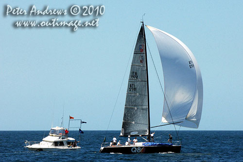 Massimo Mezzaroma and Antonio Sodo Migliori&rsquo;s  reigning World and European champion, Nerone (ITA), crosses the finishing line during the 2010 Rolex Trophy One Design Series, offshore Sydney. Photo copyright Peter Andrews, Outimage Australia.