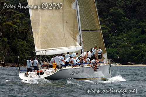 Jim Cooney's Jutson designed 80 footer Brindabella, during the SOLAS Big Boat Challenge 2010 on Sydney Harbour. Photo copyright Peter Andrews, Outimage Australia.