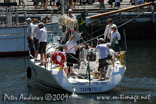 Andrew Saies' South Australian Beneteau First 40 Two True arriving in Hobart in 2009 to win overall in the Rolex Sydney Hobart 2009. Photo copyright Peter Andrews, Outimage Australia.