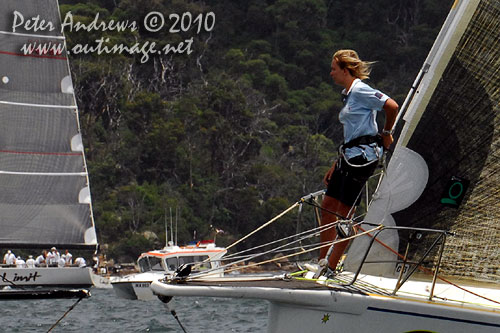 Sophie Ciszek, bow-woman on Jim Cooney's Brindabella, during the SOLAS Big Boat Challenge 2010 on Sydney Harbour. Photo copyright Peter Andrews, Outimage Australia.