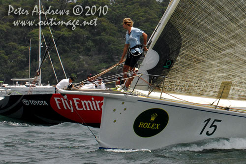 Sophie Ciszek, bow-woman on Jim Cooney's Brindabella, during the SOLAS Big Boat Challenge 2010 on Sydney Harbour. Photo copyright Peter Andrews, Outimage Australia.