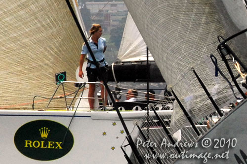 Sophie Ciszek, bow-woman on Jim Cooney's Brindabella, during the SOLAS Big Boat Challenge 2010 on Sydney Harbour. Photo copyright Peter Andrews, Outimage Australia.