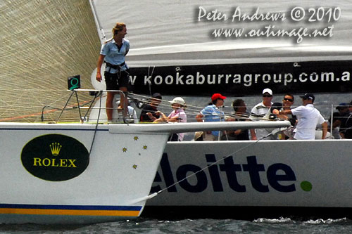 Sophie Ciszek, bow-woman on Jim Cooney's Brindabella, during the SOLAS Big Boat Challenge 2010 on Sydney Harbour. Photo copyright Peter Andrews, Outimage Australia.