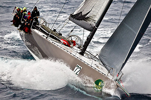 Niklas Zennstr&ouml;m&rsquo;s Judel Vrolijk 72 R&aacute;n, off the New South Wales south coast during the Rolex Sydney Hobart Yacht Race 2010. Photo copyright Rolex and Carlo Borlenghi.