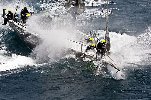 Niklas Zennstr&ouml;m&rsquo;s Judel Vrolijk 72 R&aacute;n, off the New South Wales south coast during the Rolex Sydney Hobart Yacht Race 2010. Photo copyright Rolex and Carlo Borlenghi.