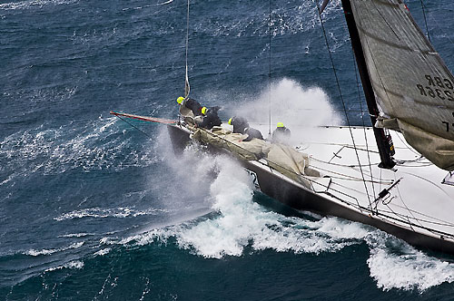 Niklas Zennstr&ouml;m&rsquo;s Judel Vrolijk 72 R&aacute;n, off the New South Wales south coast during the Rolex Sydney Hobart Yacht Race 2010. Photo copyright Rolex and Carlo Borlenghi.