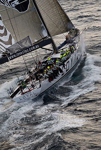 Sean Langman's 100-foot Elliott Investec Loyal, approaching Tasman Island during the Rolex Sydney Hobart 2010. Photo copyright Rolex and Carlo Borlenghi.