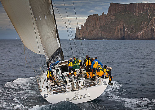Stephen Ainsworth's Reichel Pugh 63 Loki, approaching the Organ Pipes during the Rolex Sydney Hobart 2010. Photo copyright Rolex and Daniel Forster.