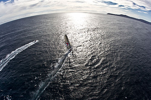 Bob Oatley's Wild Oats XI crossing Storm Bay, during the Rolex Sydney Hobart 2010. Photo copyright Rolex and Carlo Borlenghi.