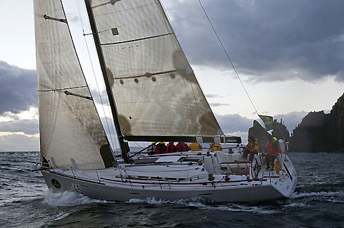 Darryl Hodgkinson's Beneteau 45 Victoire off Tasman Island, during the Rolex Sydney Hobart 2010. Photo copyright Rolex and Daniel Forster.