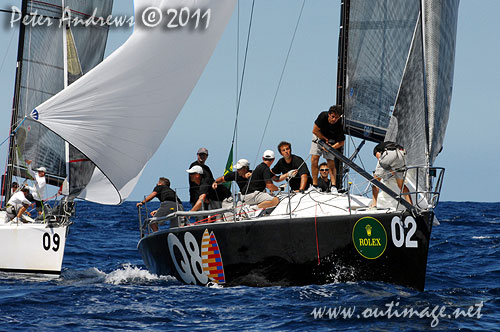 Massimo Mezzaroma and Antonio Sodo Migliori&rsquo;s Nerone (ITA), during the Rolex Farr 40 World Championships 2011, Sydney Australia. Photo copyright Peter Andrews, Outimage Australia.