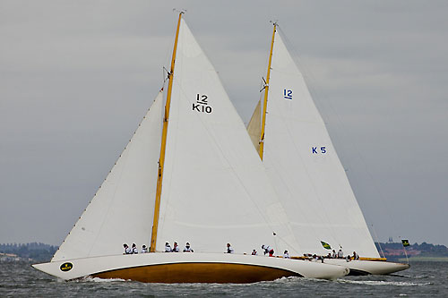 Wilfried Beeck's 12mR Trivia (GER&nbsp;10&nbsp;-&nbsp;1937) from Hamburg, Germany and Patrick Howaldt's 12mR Vanity&nbsp;V (K&nbsp;5&nbsp;-&nbsp;1936) from Copenhagen, Denmark, during the 2011 Rolex Baltic Week. Photo copyright Rolex and Daniel Forster.