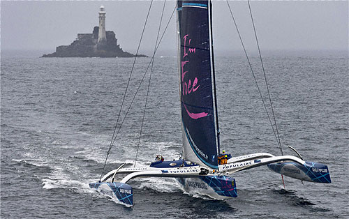 Maxi Banque Populaire starting the leg from the Fastnet Rock to Plymouth, during the Rolex Fastnet Race 2011. Photo copyright Rolex and Carlo Borlenghi.