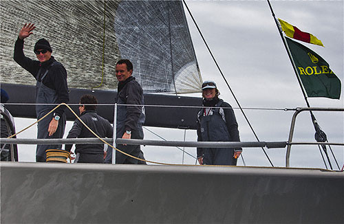 Nikklas Zennström onboard Rán (GBR) after finishing the race in Plymouth, during the Rolex Fastnet Race 2011. Photo copyright Rolex and Carlo Borlenghi.