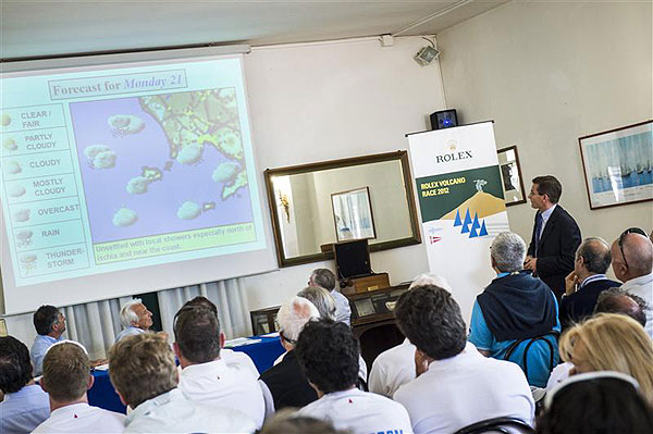 The weather briefing at the Yacht Club Gaeta. Photo copyright Kurt Arrigo for Rolex.