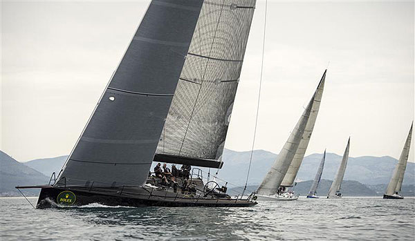Sir Peter Ogden�s 60-foot Mini Maxi Jethou (GBR) after the start of leg one of the Rolex Volcano Race 2012. Photo copyright Kurt Arrigo for Rolex.