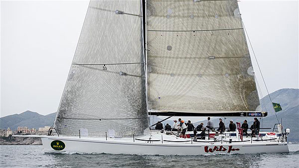 M�rton J�zsa's Reichel Pugh 60 Wild Joe (HUN), after the start in Gaeta of leg one of the Rolex Volcano Race 2012. Photo copyright Kurt Arrigo for Rolex.