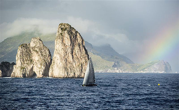 Sir Peter Ogden�s 60-foot Mini Maxi Jethou (GBR) after the start of leg two of the Rolex Volcano Race 2012. Photo copyright Kurt Arrigo for Rolex.